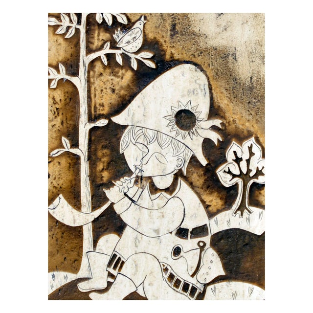 Rodney Winfield Carved Marble Flute Player 1960 For Sale - Image 4 of 5