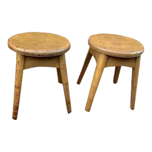 Mid 20th Century Pair Mid Century Solid Maple Stools by Remington Randor