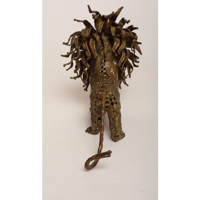 1970s Vintage Brutalist Embossed Brass and Steel Lion Sculpture by Pal Kepenyes For Sale - Image 5 of 18