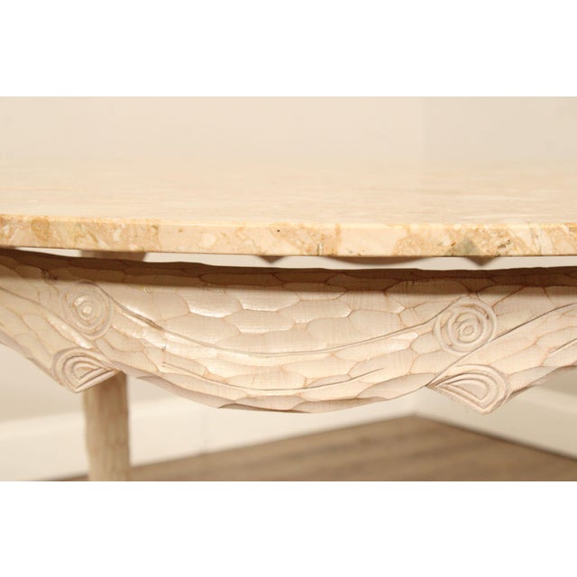 Late 20th Century Faux Bois Carved Wood & Marble Top Round Accent Table For Sale - Image 17 of 18