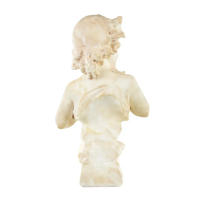 Antique White 19th Century Antique Alabaster Sculpture of a Young Painter For Sale - Image 8 of 9