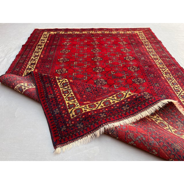 Textile Vintage Afghan Khal Mohammadi Turkmen Gul Rug - 5'10" X 4'4" For Sale - Image 7 of 12