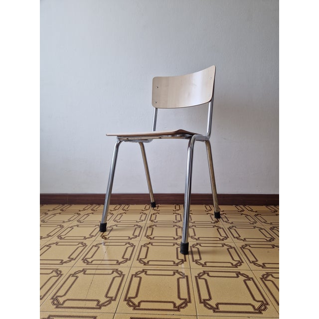 Modern Chairs Chrome Tubular Frame and Curved Wood, 1970s For Sale - Image 14 of 16