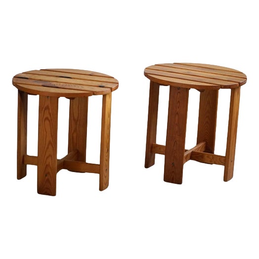 Set of Mid-Century Modern Swedish Stools in Pine, 1960s For Sale
