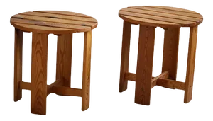 Set of Mid-Century Modern Swedish Stools in Pine, 1960s