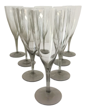 Vintage Smoke Gray Wine Crystal Glasses- Set of 8