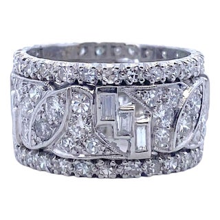 Vintage Platinum Diamond Eternity Band, Size 7 For Sale