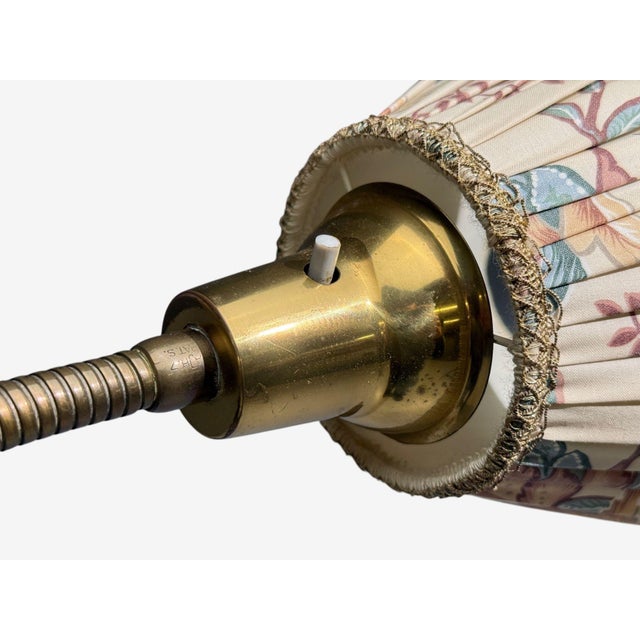 Swedish Modern, Adjustable Floor Lamp, Wood, Metal, Fabric, Sweden, 1950s For Sale - Image 9 of 15