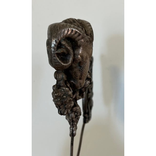 Metal Antique French Neoclassical Silverplate Skewers With Ram's Head and Paisley Design Finials - a Pair For Sale - Image 7 of 12