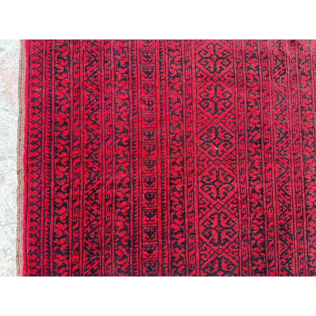 Vintage Hand Knotted Afghan Turkoman Tribal Rug, Elephent Foot Design For Sale - Image 6 of 8
