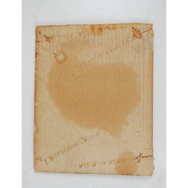 Tiny early 20th century oil on artist board mountain lake landscape painting. Unsigned. Unframed, edge wear.