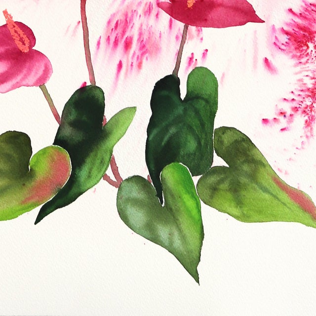 Flamingo Lily - Dramatic Abstract Pink Botanical Floral Still Life Painting Original Artwork by Xiao Wen Xu For Sale In Los Angeles - Image 6 of 8