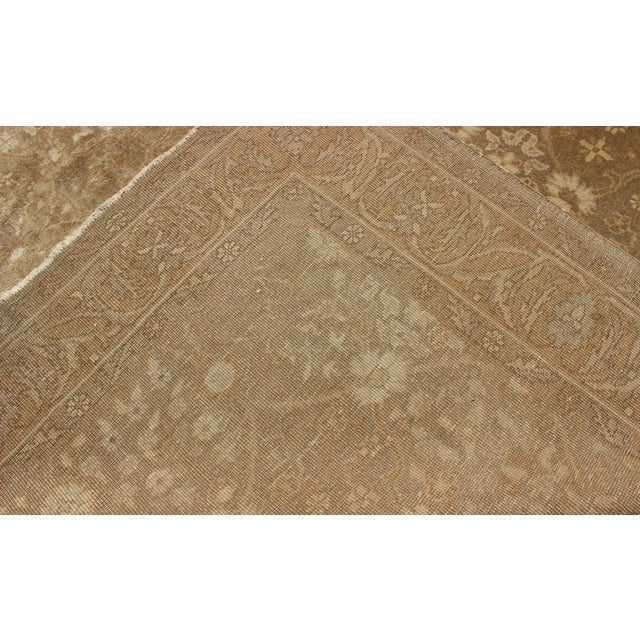 Mid 20th Century Antique Turkish Oushak Rug With All-Over Botanical Pattern in Taupe and Neutrals For Sale - Image 5 of 6