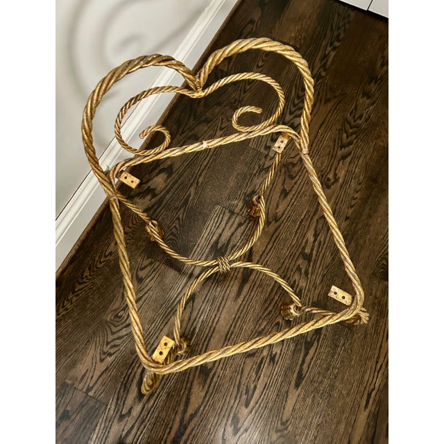 Hollywood Regency Italian Tole Rope & Tassel Vanity Stool For Sale - Image 4 of 5