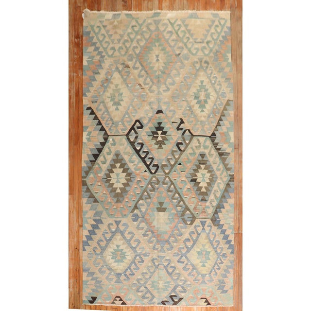 Brown Rustic Vintage Turkish Kilim - 5'6" x 10'4" For Sale - Image 8 of 18