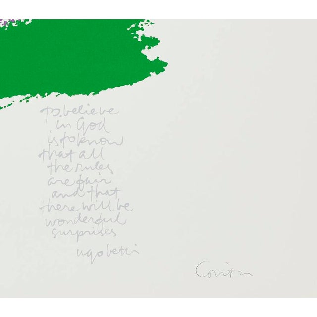A classic Corita burst of saturated “jelly-bean” color and bold, text-based form. Signed serigraph that reads bright and...