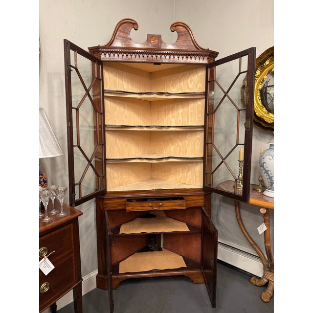 19th Century 1800s Antique Mahogany Corner Cabinet For Sale - Image 5 of 9