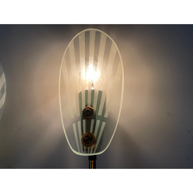 Metal Italian Brass Glass Sconces, 1950s, Set of 3 For Sale - Image 7 of 18