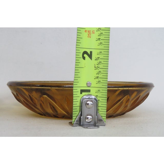 Mid 20th Century Pressed Glass Small Bowls Pair of 2 Amber Color Fruit Snack Butter Dishes - Set of 2 For Sale - Image 10 of 11