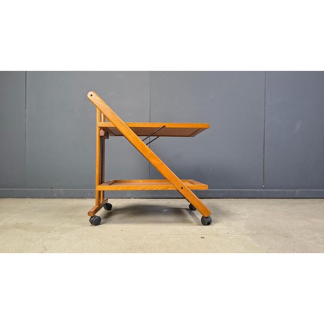 Vintage Italian Foldable Wooden Serving Cart, 1980s For Sale - Image 14 of 18