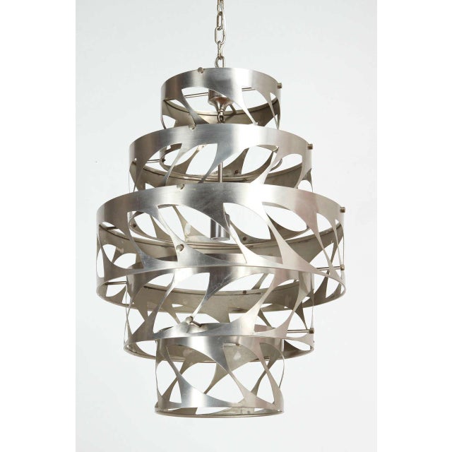 1980s Brushed Aluminum Mid-Century Fixture For Sale - Image 9 of 9