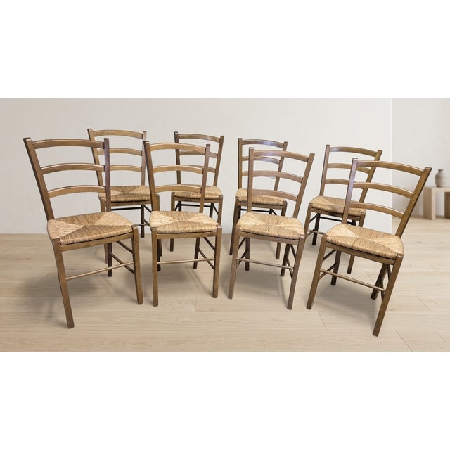 A set of 8 wooden chairs with rattan seats, gemla fabrikers ab gemla diö, first half of the 20th century. these chairs...