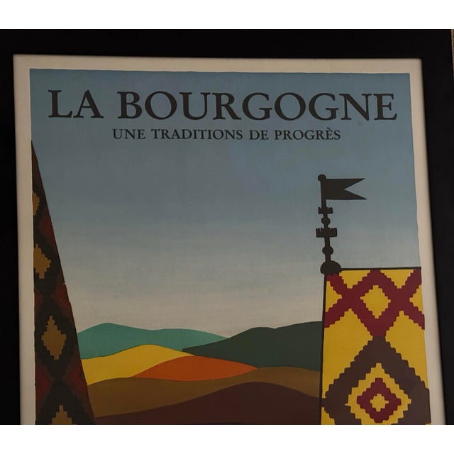 Wood Vintage 1984 Original Poster for Bourgogne Regional Council Designed by the Iconic Bernard Villemot, Framed For Sale - Image 7 of 12