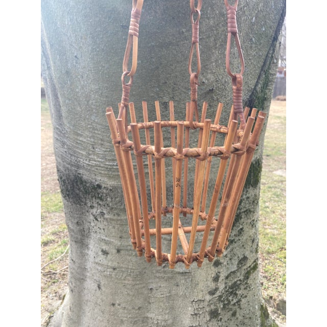 Mid 20th Century Mid 20th Century Vintage Rattan Hanging Basket For Sale - Image 5 of 10