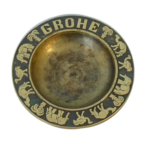 Bronze Ashtray in Brass with Elephant, Ostrich, Dromedary and Palm Tree from Grohe, 1950s