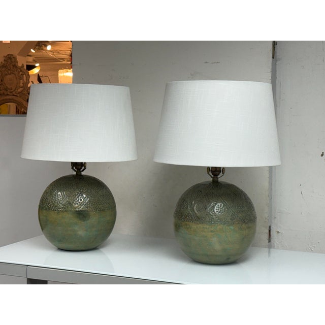 Moroccan Revival Ceramic Table Lamps, Pair For Sale In San Francisco - Image 6 of 12