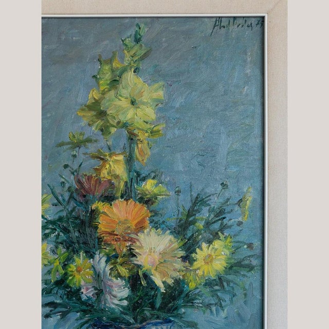 Impressionist Artist, Floral Still Life, Original Oil on Canvas For Sale - Image 3 of 7