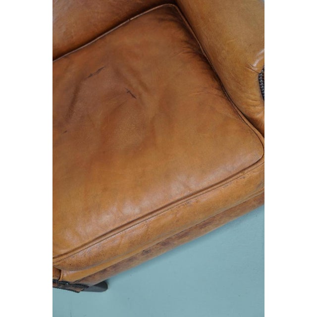 Vintage Dutch Cognac Wingback Leather Club Chair For Sale - Image 14 of 18