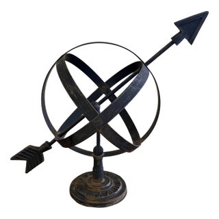 Late 20th Century Bronze Iron Armillary Globe Sculpture – Traditional Landscape & Garden Decor For Sale