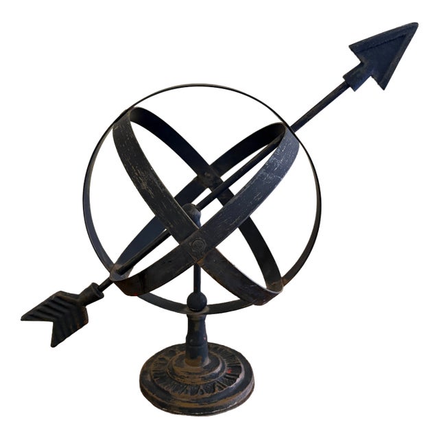 Late 20th Century Bronze Iron Armillary Globe Sculpture – Traditional Landscape & Garden Decor For Sale