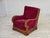 Danish Relax Armchair in Red Furniture Velour and Oak Wood, 1950s For Sale - Image 17 of 18