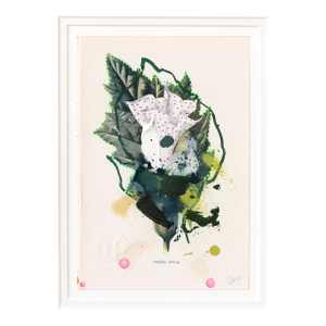 Thorn Apple - Framed Original Botanical Mixed Media Painting on Antique Book Page by Lee Herring