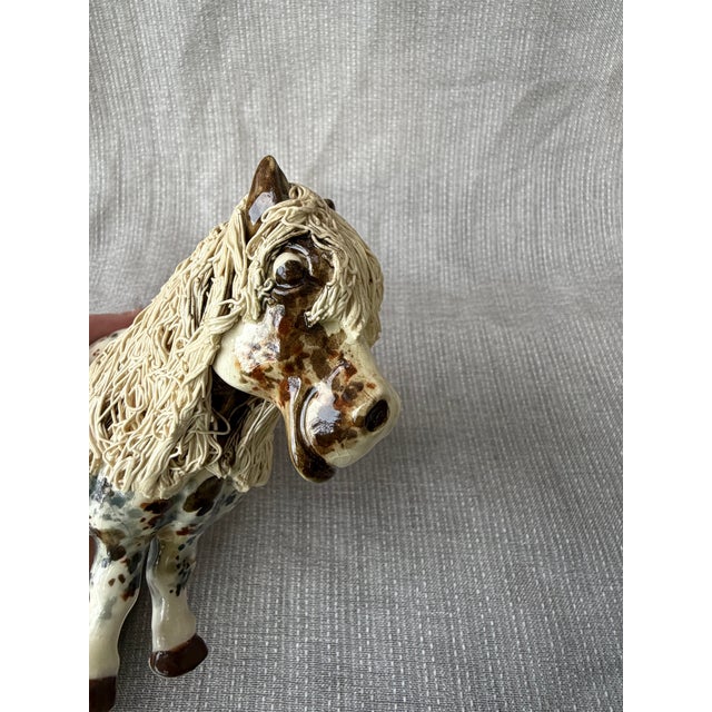 Ivory Vintage Cheval Ceramics Appaloosa Pony Figure Spaghetti Effect Mane For Sale - Image 8 of 17