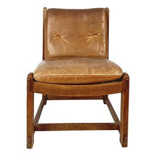 Armchairs in Oak with Leather Upholstery, 1960s, Set of 2 For Sale