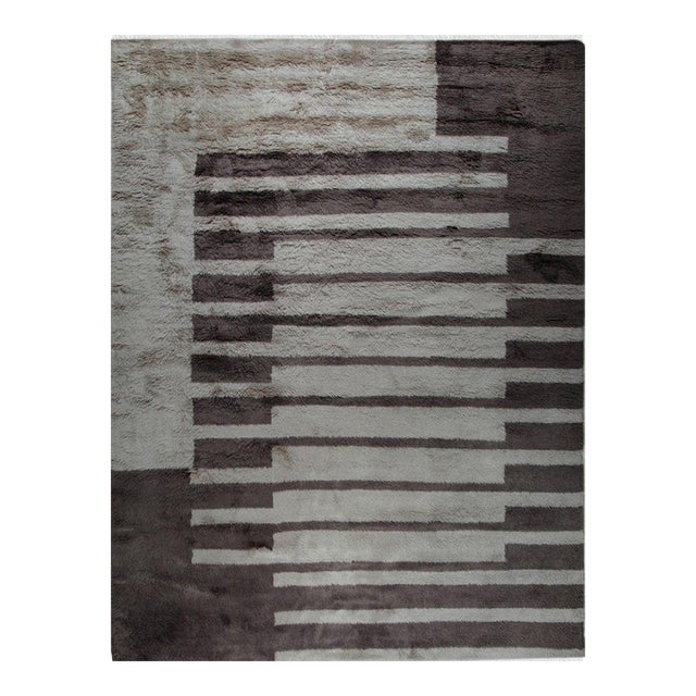 5x8 Nadia Mira Brown Abstract Modern Hand Knotted Wool Carpet Rug For Sale