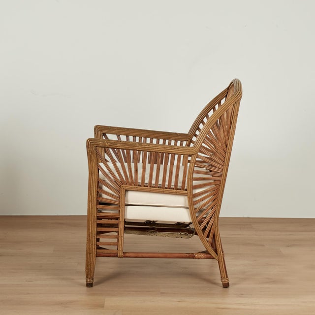 French Art Deco Rattan Pair of Armchairs For Sale - Image 12 of 16