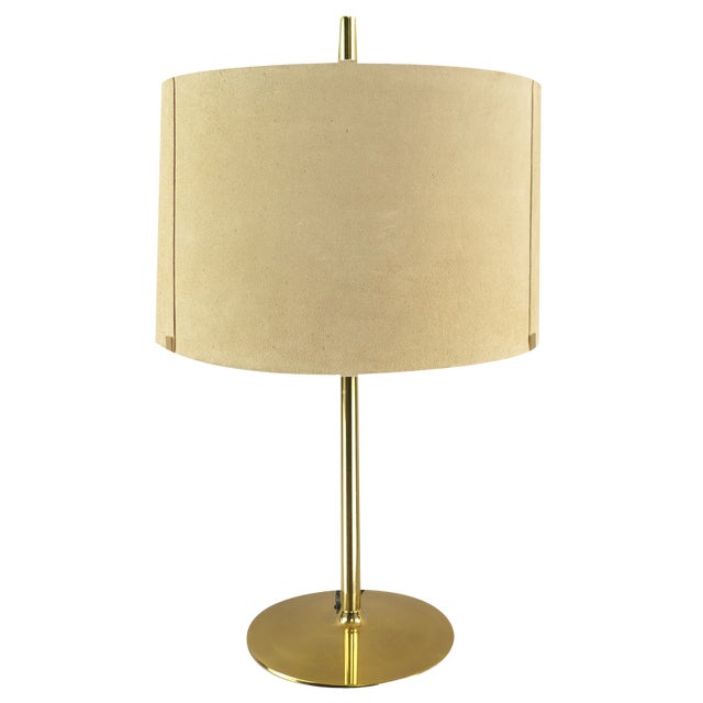 Vintage Italian Table Lamp with Suede Lampshade, 1970s For Sale