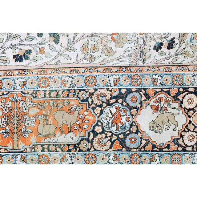 Expressionism Zabihi Collection Pictorial Paradise Antique Tabriz Oversize Tree of Life Rug For Sale - Image 3 of 18