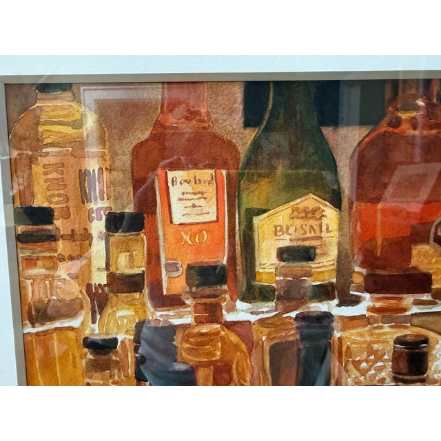 Contemporary Original Watercolor of Downstairs Bar at the Inn at Pound Ridge in New York For Sale - Image 3 of 8