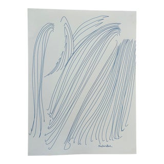 Original Abstract Ink Drawing by Erik Sulander on Paper, Signed, Unframed. For Sale