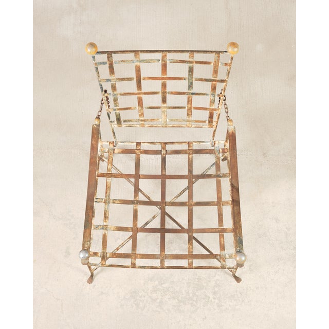 Charcoal Mario Papperzini Amalfi Iron Garden Lounge Chair + Ottoman For Sale - Image 8 of 18