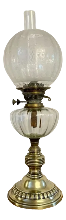 Antique Victorian Brass Oil Lamp, 1880s