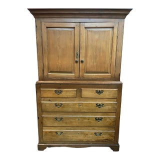Late 19th Century A Large Pine Linen Press For Sale