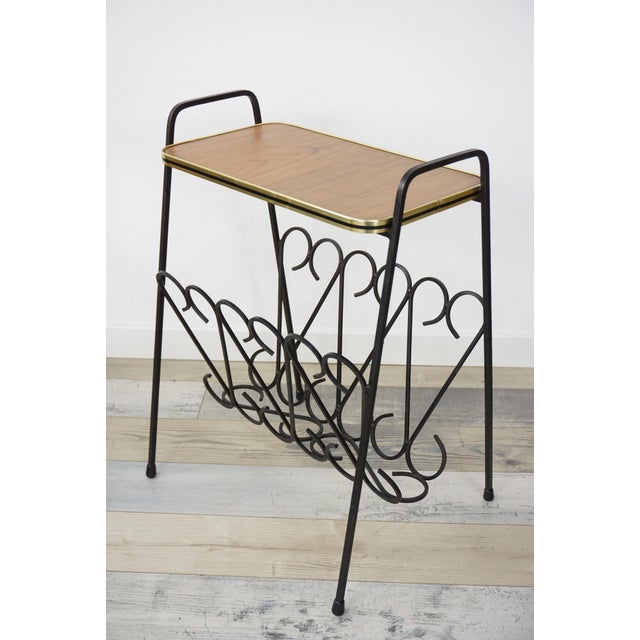 Wrought Iron and Wood Side End Table, 1950s For Sale - Image 9 of 10