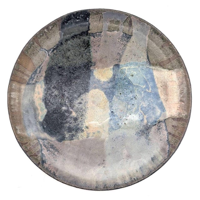 Vintage Artist Signed Glazed Stoneware Decorative Platter For Sale - Image 10 of 12