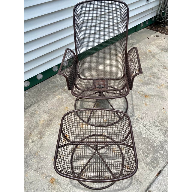 Vintage MidCentury Wire Mesh Swivel Chair and Ottoman Chairish